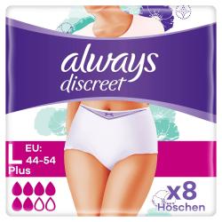 Always Discreet Inkontinenz und Wochenbett Höschen Für Frauen Plus L 8 Stück