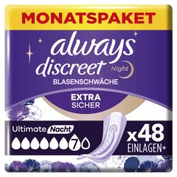 Always Discreet Inkontinenz-Einlagen Ultimate Nacht Monatspackung