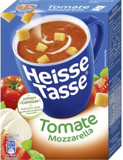 Heisse Tasse Tomate-Mozzarella-Suppe