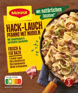 Maggi Fix für Hack-Lauch Pfanne mit Nudeln