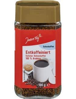 Jeden Tag Schonkaffee Entkoffeiniert löslicher Bohnenkaffee