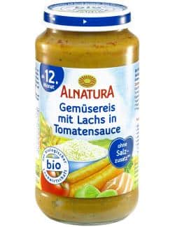 Alnatura Gemüsereis mit Lachs in Tomatensauce