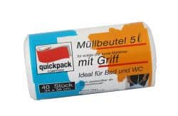 Quickpack Müllbeutel 5 Liter mit Griff transparent