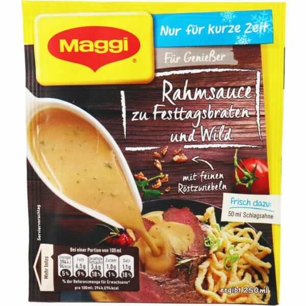 Maggi 3 x Rahmsauce zu Festtagsbraten und Wild